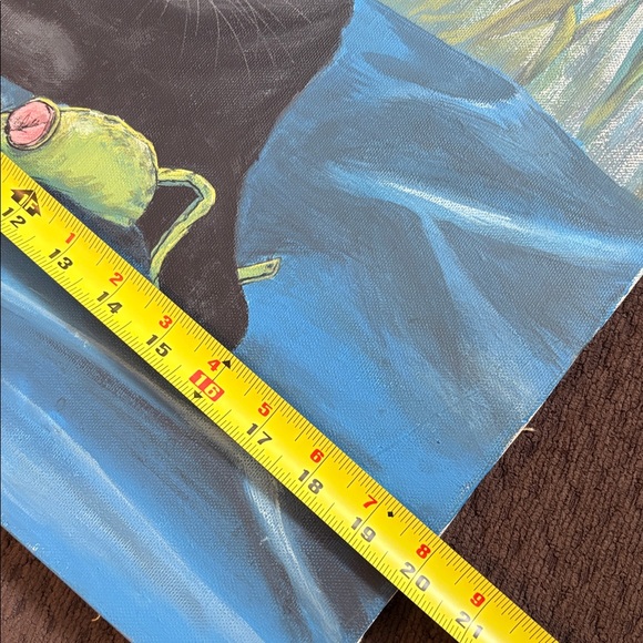 OOAK Vintage Original Black Cat Canvas Art - Picture 7 of 7